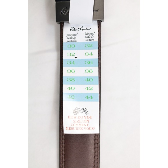 Robert Graham BAROLO REVERSIBLE BELT Tan/Brown Leather Men's Size: 34 $98 - Picture 4 of 6